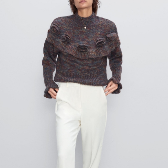 Zara ruffled mohair sweater knit flower - Picture 9 of 11